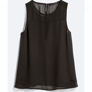 Fun2Fun Payne Sheer Detail Blouse Sleeveless Black Top Medium No Tag